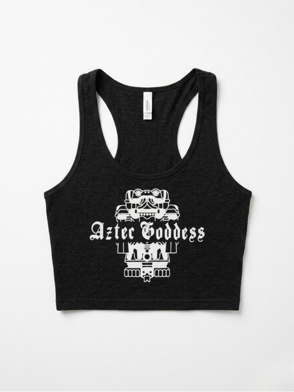 Rosio Black Tank Top with White Aztec Goddess Graphic